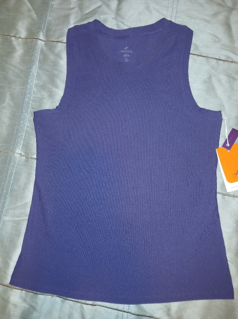 Freely Haven Ribbed Sleeveless Tank Top - Deep Purple Sz L